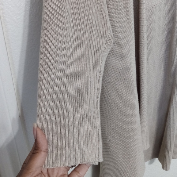 Chico's ribbed knit tan long sleeve open cardigan - Picture 8 of 11